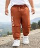 Babyhug Cotton Woven Full Length Jogger With Adventure Print - Rust Orange