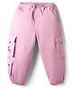 Babyhug Twill Full Length Solid Color Trouser with Stretch & Cargo Pocket - Pink