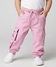 Babyhug Twill Full Length Solid Color Trouser with Stretch & Cargo Pocket - Pink