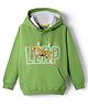 Pine Kids Cotton Knit Full Sleeves Hoodie with Kangaroo Pocket & Cheetah Print - Green