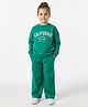 Primo Gino 100% Cotton French Terry Knit Full Sleeves Sweatshirt & Joggers Co-ord Set With Text Print - Green