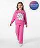 Primo Gino 100% Cotton French Terry Full Sleeves Printed Sweatshirt with Joggers Sets with The Good One Text Print - Pink