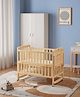 Babyhug 6 in 1 Baby Cot with Rocking Function - Beige| Parent Bed Attachment| Study Table| Diaper Changing Station| Storage| Junior Bed| New Zealand Pinewood| Mosquito Net| Wheels with Lock| Baby Safe