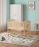 Babyhug 4 in 1 Convertible Baby Cot with Rocking Function| Parent Bed Attachment| Study Table| Wheels with Lock| New Zealand Pinewood| Non-Toxic Finish| Mosquito Net - Beige