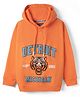 Pine Kids Cotton Knit Full Sleeves Hoodie with Tiger Print - Orange