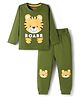 Babyhug Cotton Knit Full Sleeves Night Suit With Tiger Print - Green