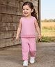 Babyhug Single Jersey Knit Sleeveless Solid Colour Top & Lounge Pant Set - Pink
