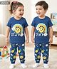 Babyhug Cotton Knit Half Sleeves  Night Suit With Fruits Print - Blue