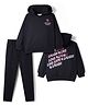 Primo Gino 100% Cotton Knit  French Terry Full Sleeves Hooded Sweatshirt with Joggers Co-Ord Sets with Sequins Star & Laugh Live Text Print - Black