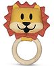 LY'L-SUN Neem Wood Teether cum Rattle Toy for Babies, 100% Natural & Safe Teething Relief, Infant Baby Toy , Eco-Friendly & Non-Toxic, Lion Toy for Kids, Color - Brown
