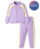 Primo Gino 100% Cotton French Terry Knit Full Raglan Sleeves Solid Color Block Winter Wear SweatJacket & Joggers Co-Ord Set - Lavender