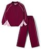 Primo Gino 100% Cotton French Terry Knit Full Raglan Sleeves Solid Color Winter Wear SweatJacket & Joggers Co-Ord Set - Burgundy