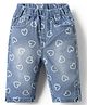 Babyhug Denim Capri With Stretch & Heart Print - Blue