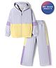 Primo Gino 100% Cotton French Terry Knit Drop Shoulder Full Sleeves Solid Color Block Oversized Fit Winter Wear Hooded SweatJacket & Joggers Co-Ord Set - Light Grey