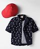 Rikidoos Full Sleeves Ship Printed Shirt With Attached Tee & Cap - Navy Blue & Grey