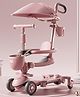 StarAndDaisy Kids Ride on/Scooter with Detachable Seat & Canopy, Foldable, LED Wheels, Music, Parent Handle, Bottle Holder & Storage Basket-Pink