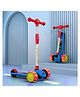 StarAndDaisy Kick Scooter for Kids 5+ Years With LED Light, 4-Level Height Adjustable Handle Bar, Foldable Design, Rear Break, Red