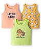 Doodle Poodle 100% Cotton Knit Sleeveless Animal Printed Vests Pack of 3 - Lime Green Lemon & Peach