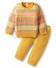 Babyhug Knitted Full Sleeves Sweater Set With Floral Design - Yellow