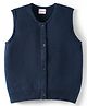 Babyhug Knitted Sleeveless Solid Front Open Sweater - Navy Blue