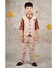 LITTLE COLLARS Cotton Full Sleeves Striped 3 Piece Party Suit With Bow Set - Rust