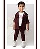 LITTLE COLLARS Codruouy I Am Brillant Text Printed Tee & Pant With Full Sleeves Hooded Shacket Set - Maroon