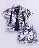 LITTLE COLLARS Half Sleeves Abstract Printed Shirt & Coordinating Shorts With Inner Tee Set - Lavender