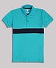 Lil Tomatoes Cotton Half Sleeves Colour Blocked Polo Tee - Turquoise
