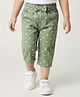 Babyhug Twill Woven Capris With Stretch & Heart Print - Olive Green