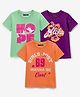 Pine Kids Cotton Knit Half Sleeves Text Printed T-Shirts Pack of 3 - Orange Violet & Green