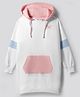 Primo Gino 100% Cotton French Terry Knit Full Sleeves Oversized Hooded Frock with Butterfly Print & Kangaroo Pocket - White