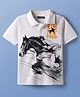 Pine Kids Cotton Knit Half Sleeves Polo T-Shirt with Polo Print - White