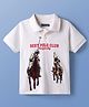 Pine Kids Cotton Knit Half Sleeves Polo T-Shirt with Polo Print - White