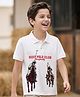 Pine Kids Cotton Knit Half Sleeves Polo T-Shirt with Polo Print - White