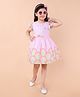 PINK MERMAID Cotton Woven Frill Sleeves Striped & Rainbow Printed Dress - Pink