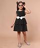 PINK MERMAID Cotton Woven Sleeveless Bow Applique Detailed Ribbed Layered Dress - Green