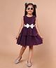 PINK MERMAID Cotton Woven Sleeveless Bow Applique Detailed Ribbed Layered Dress - Red