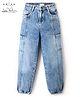 Arias Cotton Woven Full Length Cut & Sew Light Wash Joggers  - Blue