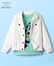 Arias Cotton Stretch Full Sleeves Front Button Denim Jacket With Inner Tee - White