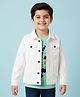 Arias Cotton Stretch Full Sleeves Front Button Denim Jacket With Inner Tee - White