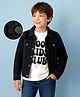 Arias Cotton Stretch Full Sleeve Front Button Denim Jacket With Text Print T-Shirt - Black