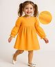 Mark & Mia Woven Full Sleeves Dobbey Fabric Solid Colour Frocks with Frill Detailing -Mustard