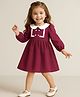 Mark & Mia Full Sleeves Frock with Peter Pan Collar & Tape Detailing - Maroon