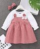 Mark & Mia Full Sleeves Checks Frock Dress With Bow Detailing - Red & White