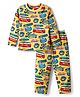 Babyhug Cotton Knit Full Sleeves Co-ords Night Suit With Vehicle Print - Yellow