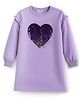 Primo Gino 100% Cotton French Terry Knit Full Sleeves Oversized Drop Shoulder Frock with Sequinned Heart & Frills Detailing - Lavender