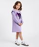 Primo Gino 100% Cotton French Terry Knit Full Sleeves Oversized Drop Shoulder Frock with Sequinned Heart & Frills Detailing - Lavender
