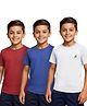 Pine Active Knit Half Raglan Sleeves Solid Color T-Shirts Pack of 3 - White Blue & Red