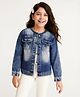 Arias Cotton Woven Stretch Full Sleeves Washed Denim Jacket - Blue
