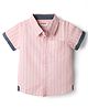 Babyhug Cotton Woven Half Sleeves Shirt with Striped Print - Pink